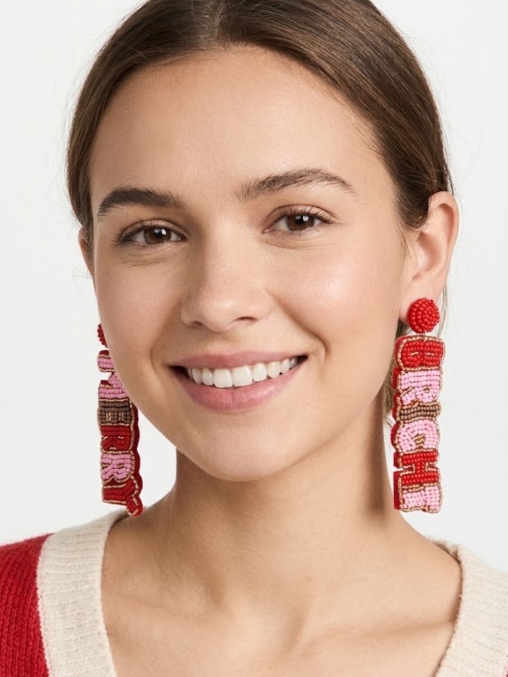 NWT Christmas Merry & Bright Beaded Dangle Earrings Holiday Festive Jewelry